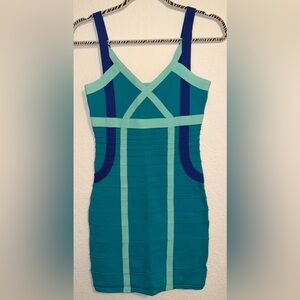 Wow Couture Strappy Blue Bodycon Bandage Dress
